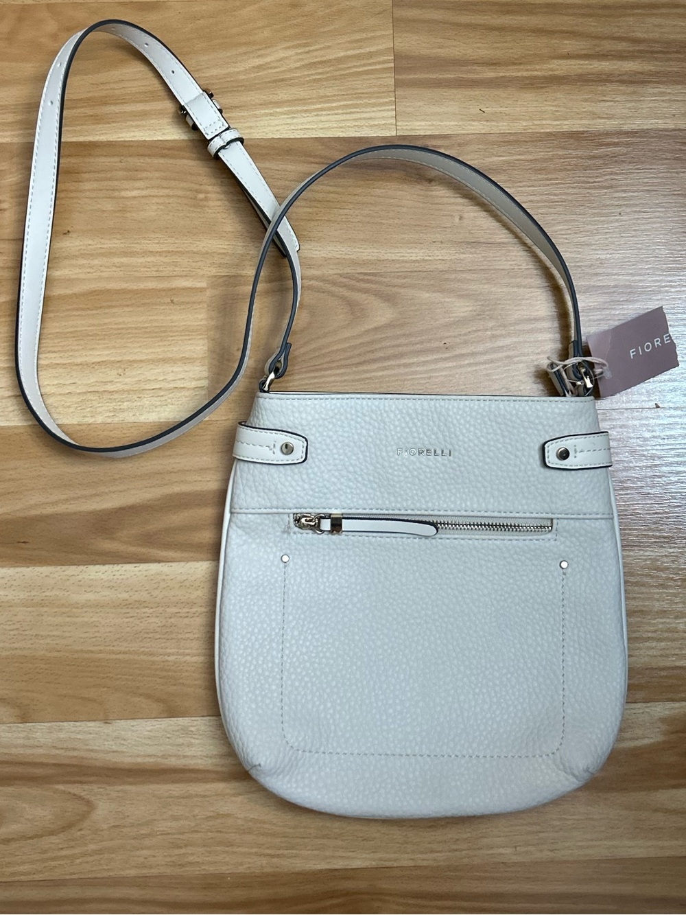 NWT Fiorelli Anna Soft White Cream Textured Pebbled Faux Leather Crossbody Bag